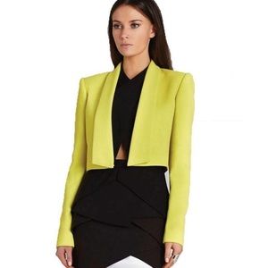 BCBGMaxAzria Yellow Cropped Open-Front Blazer
